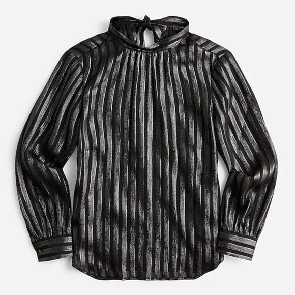 NWT: J.CREW Metallic chiffon mockneck top, Black, XS - Picture 14 of 14